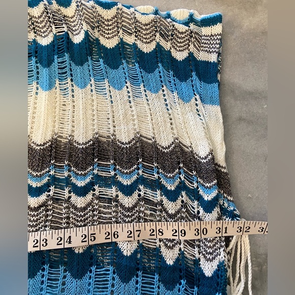 NWT Cupshe One Size Blue White Open Knit Side Tie Tassel Swinsuit Coverup - Picture 11 of 11